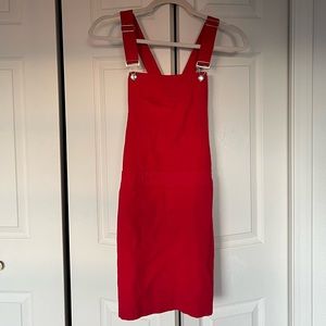 Womens overall dress/skirt in bright red (size medium)